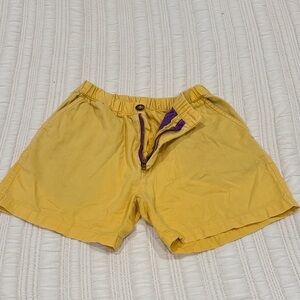 Chubbies Yellow Jean Shorts with Purple Accents